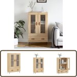 Buffet haut ch�ne sonoma 69, 5x31x115 cm bois d'ing�nierie - buffet design moderne - meuble rangement ...