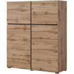 Meublorama - buffet haut coloris chne et noir l120xh140xp40 collection havana. bahut haut design avec ...