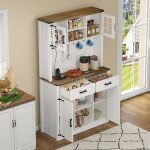 Redom buffet haut cuisine avec 2 tiroirs 4 portes 100x40x172 cm �clairage led et prise �tag�res r�glables ...