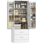 Buffet haut cuisine, armoire de cuisine, 2 portes, 8 porte - pices, 2 tiroirs, tagres rglables, 60x40x159c ...