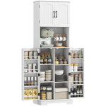Buffet haut cuisine armoire de cuisine, 4 portes plan de travail 8 porte - �pices �tag�res r�glables ...