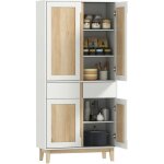 Homcom ? buffet haut cuisine 4 portes 2 tiroirs ? �tages r�glables mdf et panneau de particules ? 80x35x170cm ...