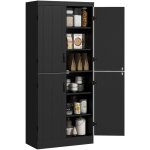 Buffet haut cuisine - homcom - 4 portes  6 niveaux et tagres rglables - mdf - 76 x 40 x 176, 7 cm ...