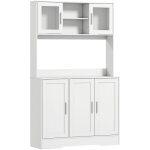 Homcom - buffet haut cuisine - vaisselier vitrine 4 portes, 3 étagères, 2 + 1 niches - blanc Homcom - buffet haut cuisine - vaisselier vitrine 4 portes, 3 étagères, 2 + 1 niches - blanc