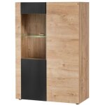Buffet haut doum ? chne clair et noir ? l90 x h132 x p40 cm