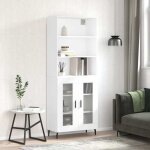 Buffet haut, enfilade, armoire de cuisine blanc 69, 5x34x180 cm bois d'ingnierie qwe41086 design in