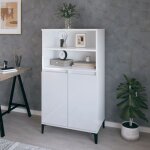 Maison chic - buffet haut, enfilade, armoire de cuisine blanc brillant 60x36x110 cm bois d'ing�nierie ...
