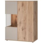 Buffet haut erina ? 2 portes ? ch�ne clair et beige ? 90 cm