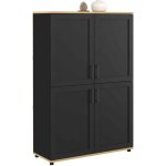 Idmarket - buffet haut h. 125 cm vito 4 portes noir et bois