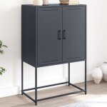 Buffet haut, meuble de rangement, bahut pour salon, salle � manger, cuisine anthracite 68, 5x38, 5x107 ...