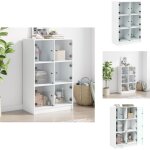 Buffet haut avec portes blanc 68x37x109 cm bois d'ing�nierie - buffet design moderne - meuble rangement ...