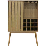 Buffet haut avec range bouteille avec 1 porte coulissante coloris naturel, pieds en bois - longueur 80 ... Buffet haut avec range bouteille avec 1 porte coulissante coloris naturel, pieds en bois - longueur 80 ...