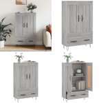 Vidaxl - buffet haut sonoma gris 69, 5x31x115 cm bois d'ingnierie - buffet design moderne - meuble rangement ...