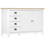 The living store buffet hill blanc 130x40x80 cm bois de pin solide - buffet en bois - meuble de rangement ...