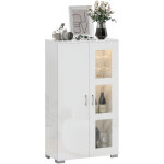 Buffet laqu� brillant, vitrine avec �clairage led rgb 16 couleurs et t�l�commande, meuble de rangement ...