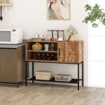 Buffet latéral meuble de bar à café avec racks à vin & Étagères de rangement console en bois avec cadre ... Buffet latéral meuble de bar à café avec racks à vin & Étagères de rangement console en bois avec cadre ...