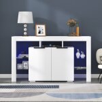 Hauss spole - buffet led brillance 140x40x80cm, armoire / vitrine, avec 4 tagres en verre et 2 portes, ...