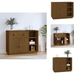 Buffet marron miel 98, 5x40x75 cm bois massif de pin - buffet - meuble de rangement - commode - bois ... Buffet marron miel 98, 5x40x75 cm bois massif de pin - buffet - meuble de rangement - commode - bois ...