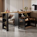 Buffet?meuble de bar pivotant et escamotable avec led - grand espace de rangement - style contemporain ...