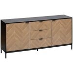 Buffet, meuble de rangement avec 2 portes et 3 tiroirs en bois coloris marron - longueur 160 x profondeur ... Buffet, meuble de rangement avec 2 portes et 3 tiroirs en bois coloris marron - longueur 160 x profondeur ...