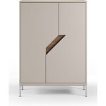 Buffet, meuble de rangement avec 2 portes aspect bois coloris ch�ne, cr�me - longueur 85 x profondeur ...