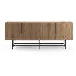 Buffet, meuble de rangement aspect bois coloris ch�ne et pieds en m�tal noir - longueur 200 x profondeur ...