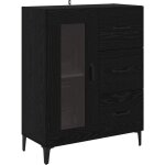 Buffet?meuble de rangement?bahut ch�ne noir 69, 5 x 34 x 90 cm bois d'ing�nierie et fer cfw174132