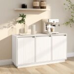 Buffet?meuble de rangement?bahut pour salon, salle  manger, cuisine blanc 111x34x60 cm bois massif de ...