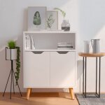 Buffet, meuble de rangement, bahut pour salon, salle  manger, cuisine blanc brillant 60x30x72 cm bois ...