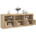 Buffet, meuble de rangement, bahut pour salon, salle  manger, cuisine avec lumires led chne sonoma ...