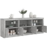 Buffet, meuble de rangement, bahut pour salon, salle � manger, cuisine avec lumi�res led gris b�ton 181, ...