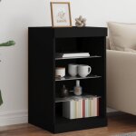 Buffet?meuble de rangement?bahut pour salon, salle � manger, cuisine avec lumi�res led noir 41x37x67 ...