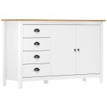 Maison chic - buffet - meuble de rangement hill blanc 130x40x80 cm bois de pin solide 712759