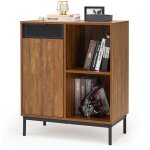 Buffet meuble de rangement avec portes en m�tal perfor� et �tag�res r�glables l72. 5 x h88 x p40 cm marron ...