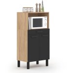 Idmarket ? buffet mi - haut de cuisine 60 cm ? 1 tiroir et 2 portes ? fa�on h�tre et noir ? design vertical ...
