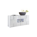 Buffet milano - d�cor blanc laqu� brillant - 2 portes 2 tiroirs - l181 x p43 x h84 cm