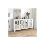 Buffet miroir blanc avec poigne en cristal froid, quatre portes avec lamelles amovibles. convient pour ...