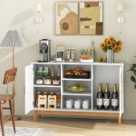 Helloshop26 - buffet moderne 120 cm meuble de rangement avec 2 portes tressées en bambou 3 étagères ouvertes ... Helloshop26 - buffet moderne 120 cm meuble de rangement avec 2 portes tressées en bambou 3 étagères ouvertes ...