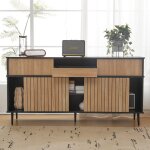 Buffet moderne avec 4 portes coulissantes et un tiroir, meuble d'appoint, meuble de rangement pour le ... Buffet moderne avec 4 portes coulissantes et un tiroir, meuble d'appoint, meuble de rangement pour le ...
