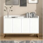 Pergar ? buffet moderne blanc 120x30x80 cm ? 4 portes escamotables ? panneaux de particules et mdf ? ...