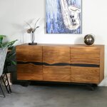 Pier import - buffet moderne bois recycl teck laque noire barbade