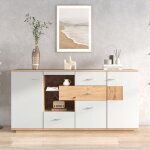 Buffet moderne - grande armoire de rangement - commode avec 2 portes et 4 tiroirs - armoire polyvalente ...