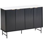 Buffet moderne en mdf pieds en m�tal meuble salon salle � manger chambre � 4 portes effet marbre noir ...
