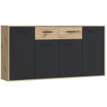 Buffet pilvi - style contemporain - particules mélaminé - décor chêne et noir - 4 portes + 2 tiroirs ... Buffet pilvi - style contemporain - particules mélaminé - décor chêne et noir - 4 portes + 2 tiroirs ...