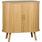 Buffet portes 2 coulissantes avec �tag�re. effet bois rainur�. buffet bas. l 80 x p 40 x h 80cm