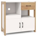 Buffet de rangement de cuisine 82 x 40 x 81 cm, meuble moderne style ferme avec tiroir, Étagère coulissante ... Buffet de rangement de cuisine 82 x 40 x 81 cm, meuble moderne style ferme avec tiroir, Étagère coulissante ...