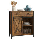 Buffet relaxdays avec porte coulissante, h x l x p : 80 x 70 x 30 cm, 4 �tag�res, meuble de rangement, ...