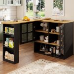 Buffet rotatif 360, table de bar design pur, multi - pices, tagre  snacks, 5 niveaux, verre, noir ...