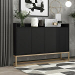 Buffet salle a manger, meubles de rangement pour salon avec 4 portes, buffet bas avec support en m�tal, ...