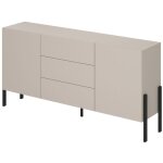 Buffet salma 2 portes & 3 tiroirs push - to - open ? beige & noir mat, 184�90�40 cm